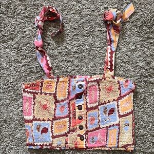 Patrons of Peace Patchwork Crop Top Women Stretchable Red Pink Orange Summer